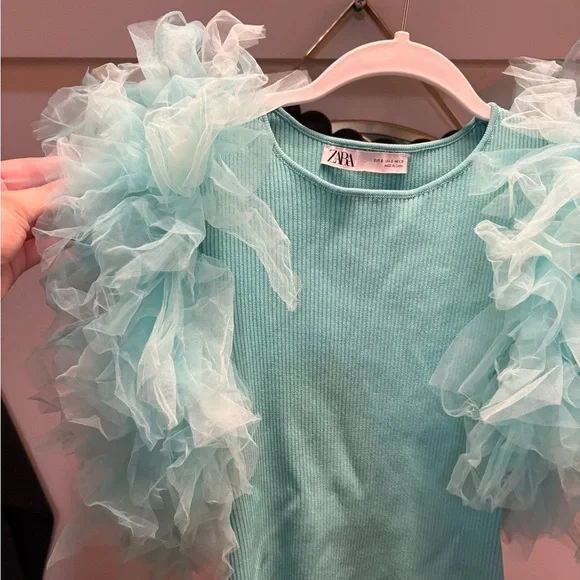 Zara Tulle Organza Sleeve Top - Picture 6 of 6